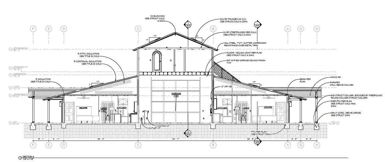 Section for Tuscan architecture